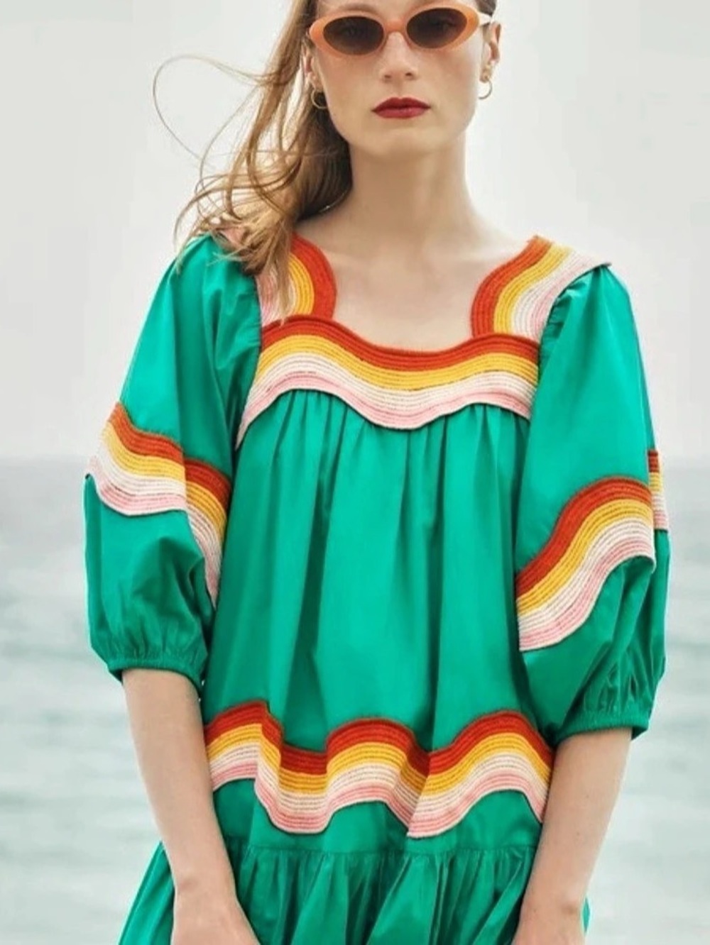 Corey Lynn Calter Striped Mini Dress in Green & Pink Size Medium NWT